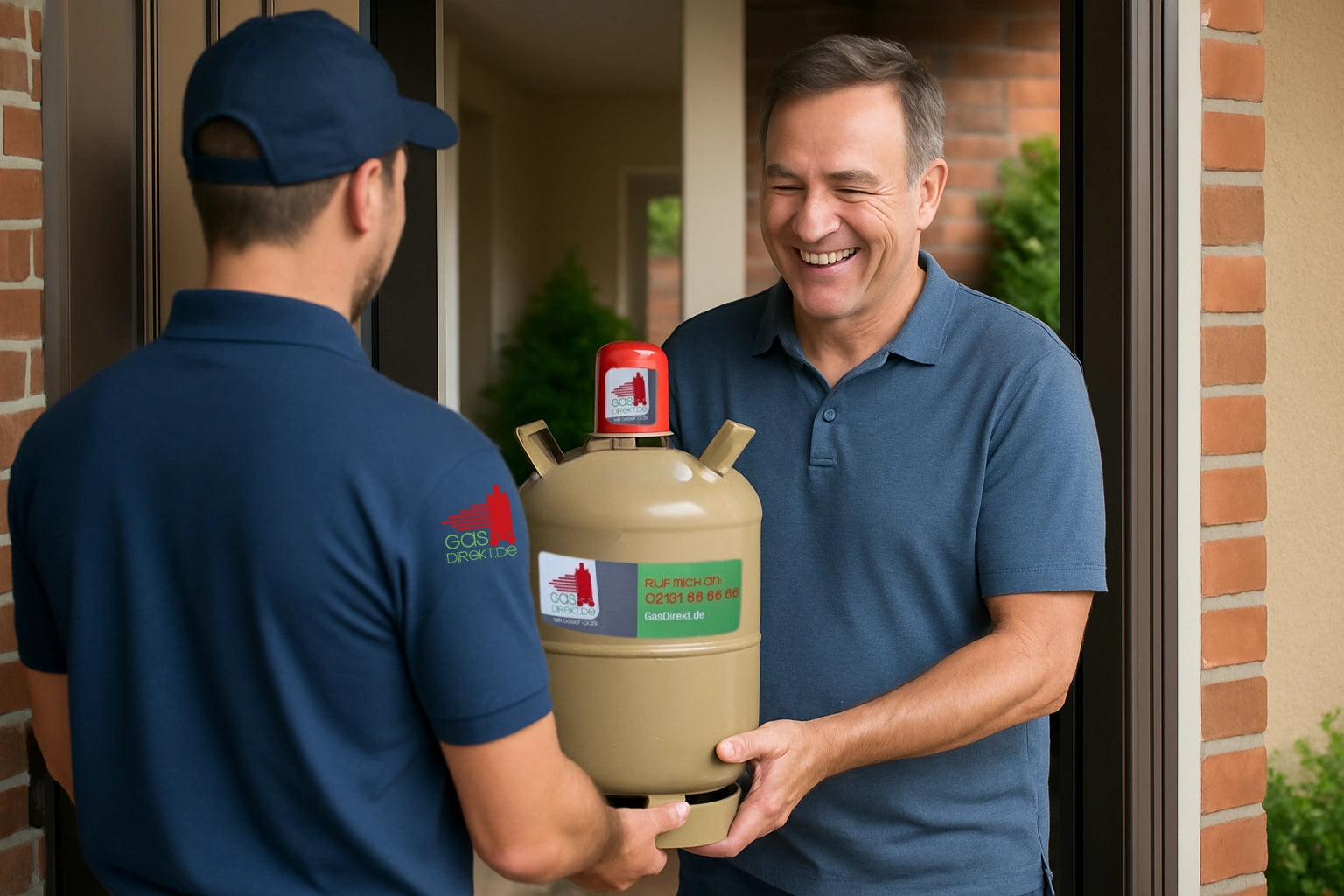 Gasflasche an die Haustür